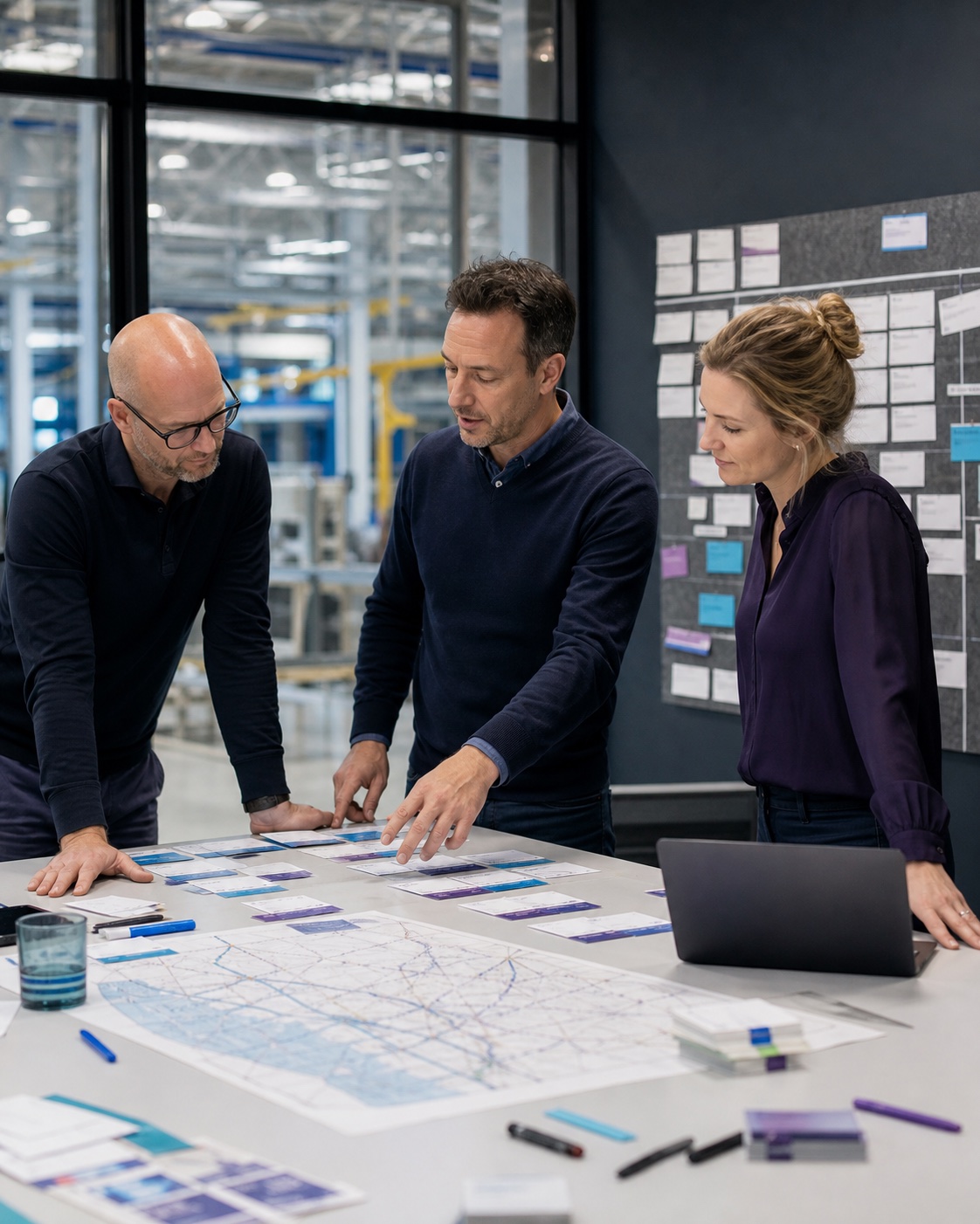 Consultant en professionals brengen samen een bedrijfsproces in kaart